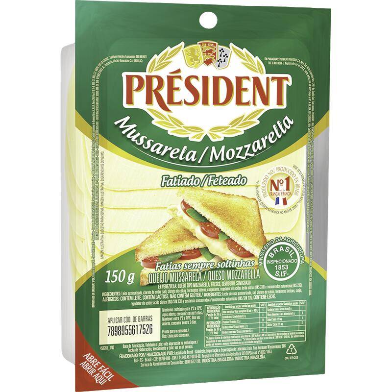 Président queijo mussarela fatiado (150 g)