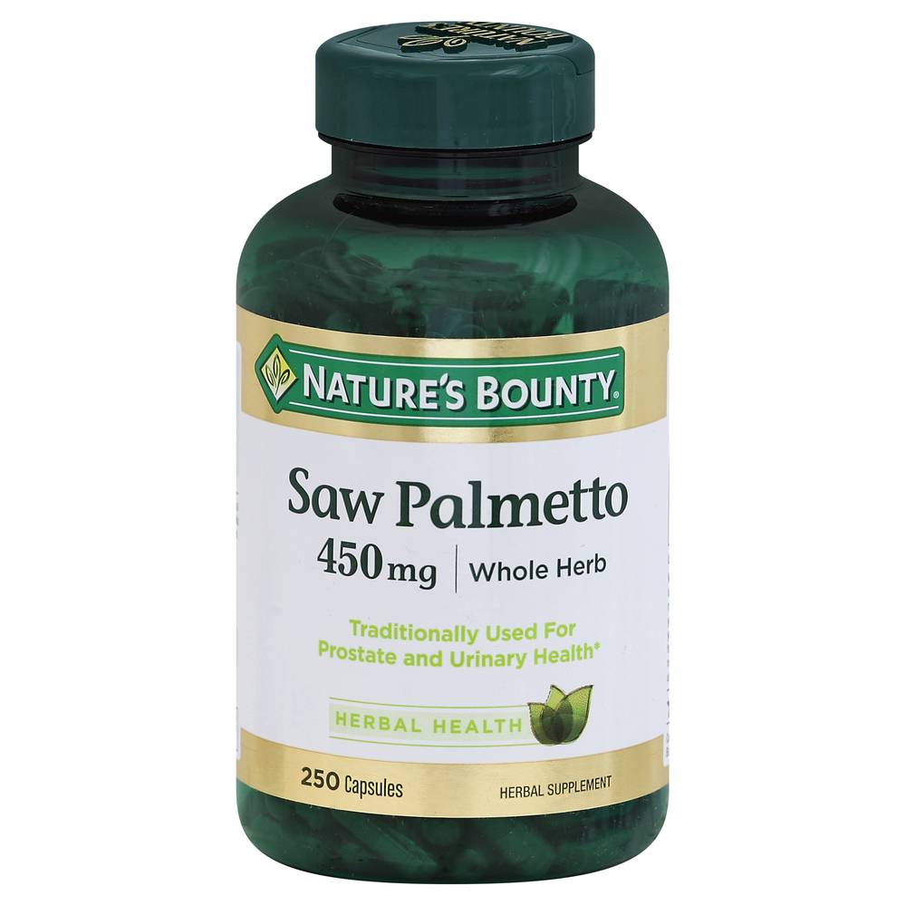 Nature's Bounty Saw Palmetto 450 mg Herbal Supplement Capsules