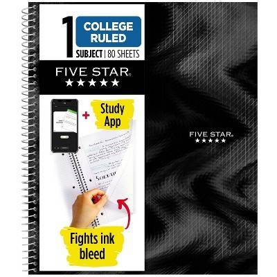 Five Star Active 1 Subject College Ruled Notebook, Black