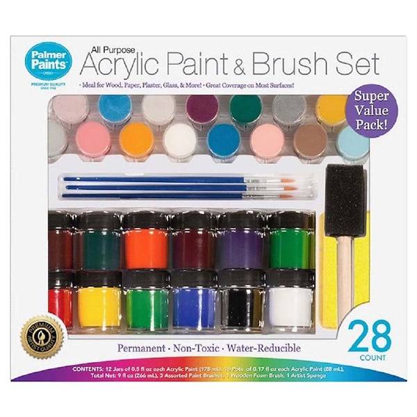 Palmer Paints Acrylic Paint & Brush Set (28 ct)