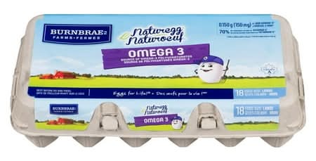 Burnbrae Farms Naturegg Omega 3 White Eggs, L (18 ct)