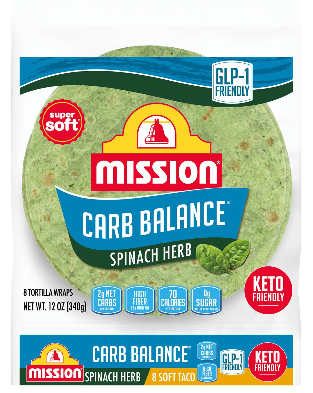 Mission Carb Balance Spinach Herb Tortilla Wraps (12 oz, 8 ct)
