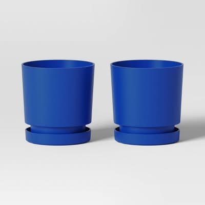 Room Essentials Recycled Resin Indoor & Outdoor Planter Pots, 4x4x4 in, Blue (2 ct)