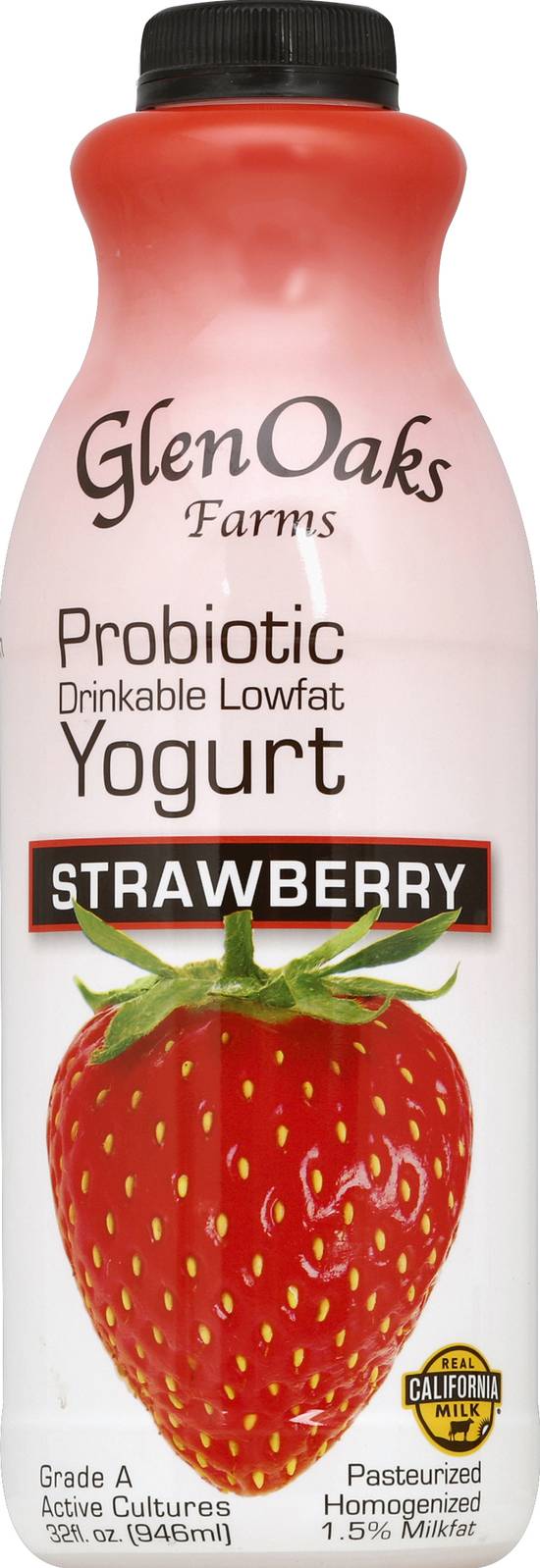 Glenoaks Strawberry Probiotic Drinkable Lowfat Yogurt