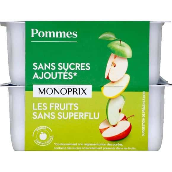 Monoprix Compote De Pommes Sans Sucres Ajout{S Les 8 Pots De 100G