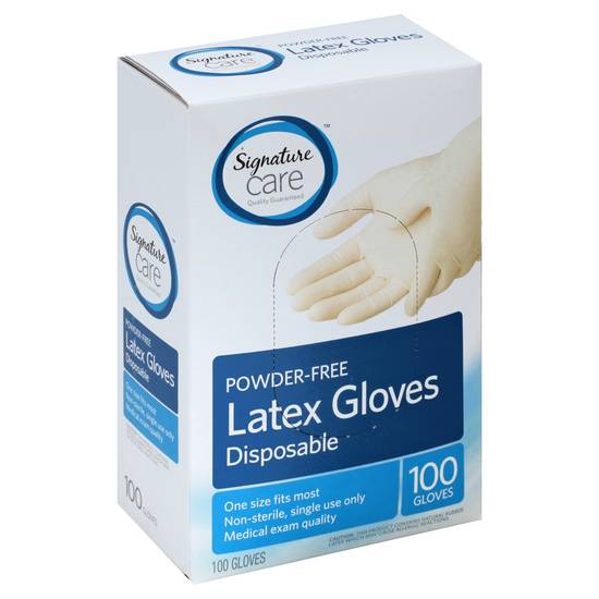 Signature Care Powder-Free Latex Disposable Gloves (100 ct)