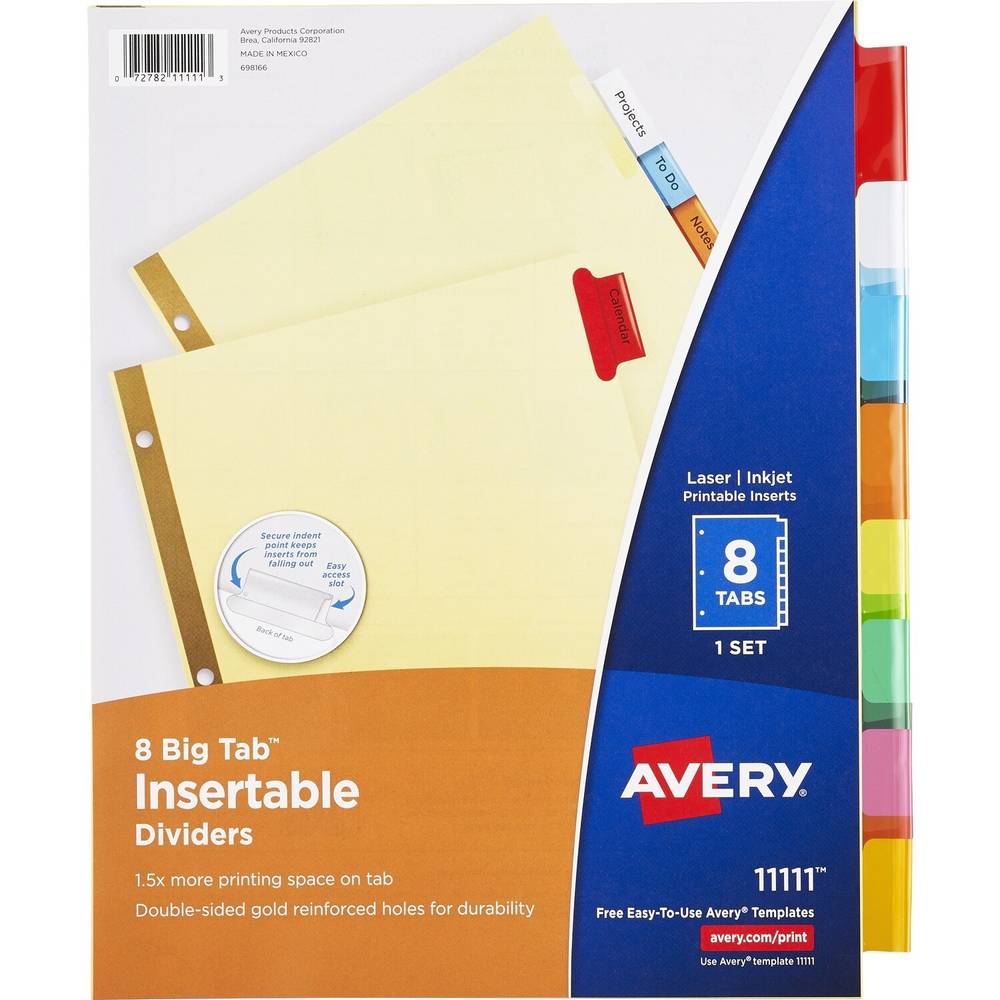 Avery Big Tab Insertable Dividers, 8 ct
