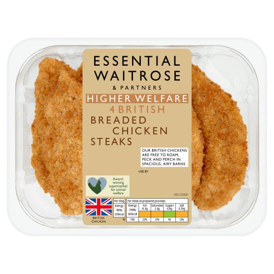 Waitrose & Partners Essential British Breaded Chicken Steaks (4ct)