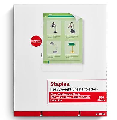 Staples Heavyweight Sheet Protectors, Clear (100 ct)