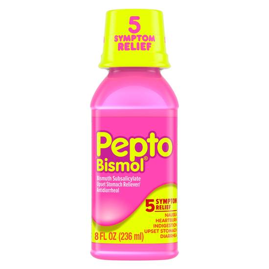 Pepto Bismol 5 Symptoms Digestive Relief Liquid, Original, 8 OZ