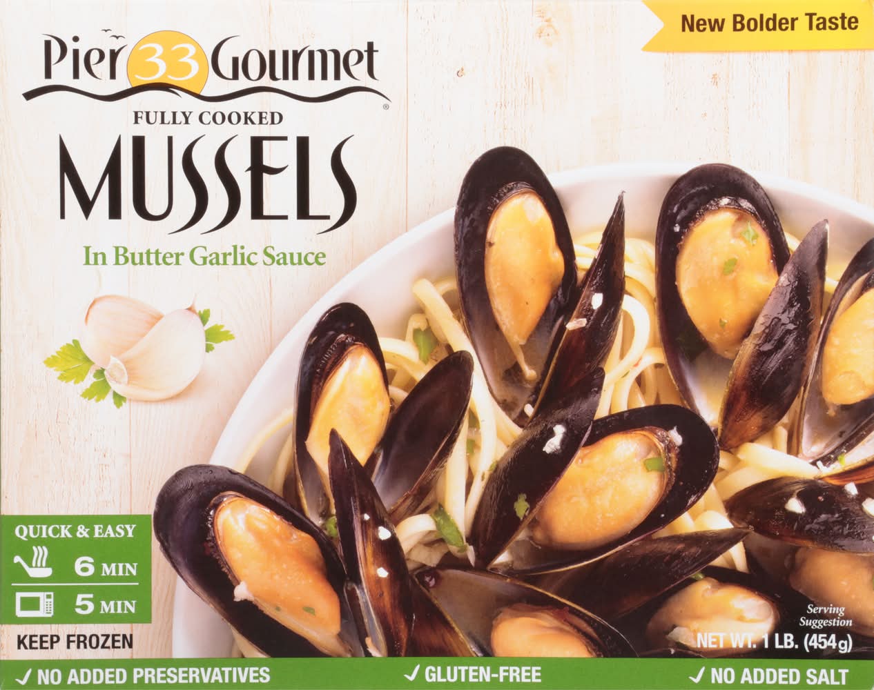 Pier 33 Gourmet Mussels in Butter Garlic Sauce (1 lbs)