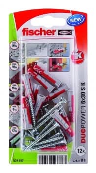Tacos y Tornillos Fischer Duopower Todos los Materiales Bicomponentes 6x30 kg 12+12 ud