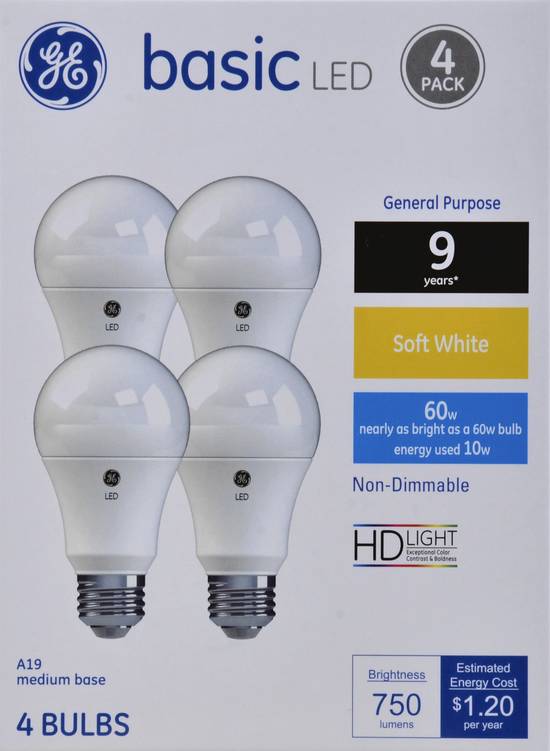 Ge Lighting 60W Led Soft White Light Bulbs (4 ct)