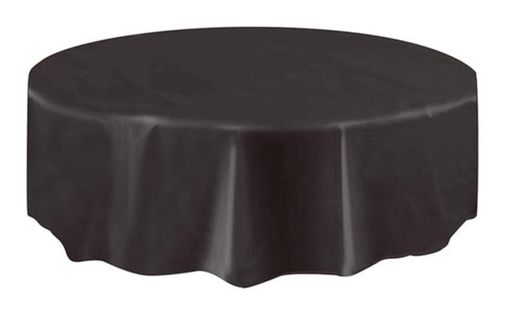 321 Party! Round Plastic Black Tablecloth 84"