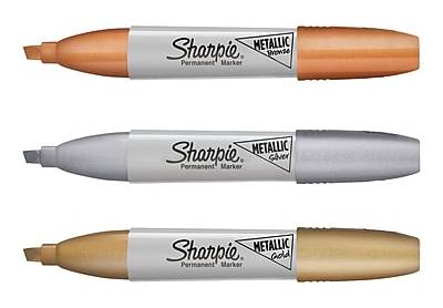 Sharpie Metallic Permanent Markers, Chisel Tip, Silver/Gold/Bronze, 3/Pack (2089609)