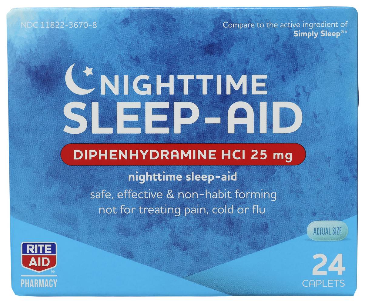 Rite Aid Nighttime Sleep Aid - Caplets, 24 ct