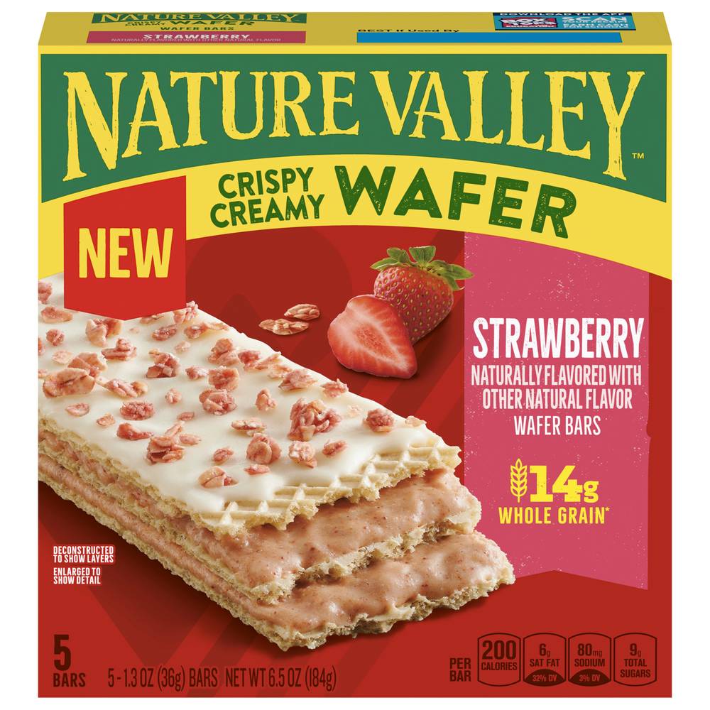 Nature Valley Crispy Creamy Wafer Bars, Strawberry (1.3 oz, 5 ct)