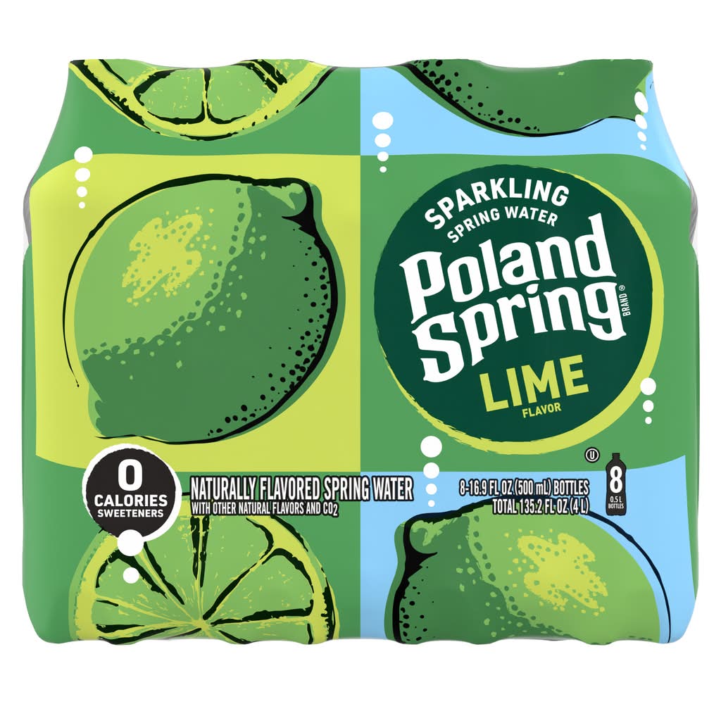 Poland Spring Sparkling Spring Water, Lime (8 x 16.9 fl oz)