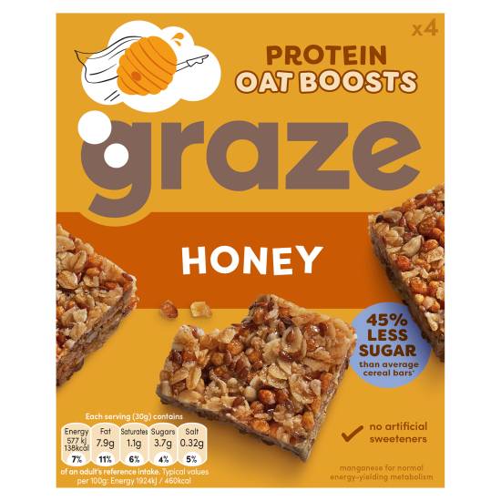 Graze Protein Oat Boosts Cereal Bars Honey (120g)