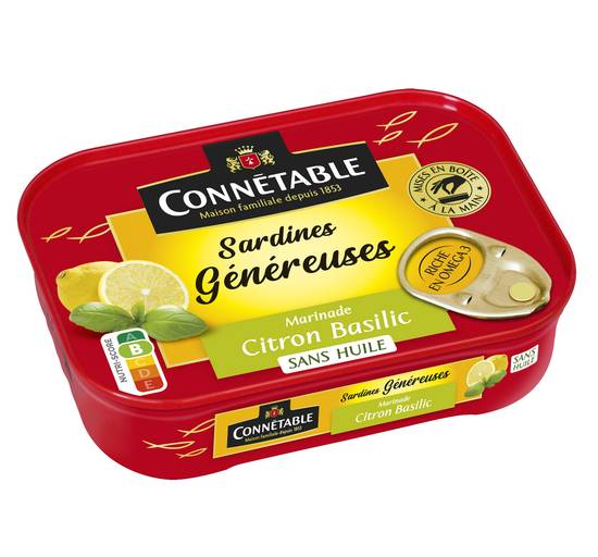 Connétable - 1/5 Sardines marinade citron basilic sans huile