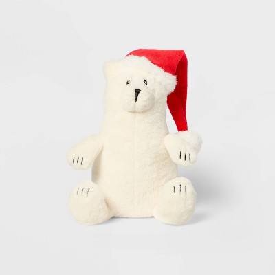 Gigglescape Polar Bear With Hat Stuffed Animal, 7 in, White-Red