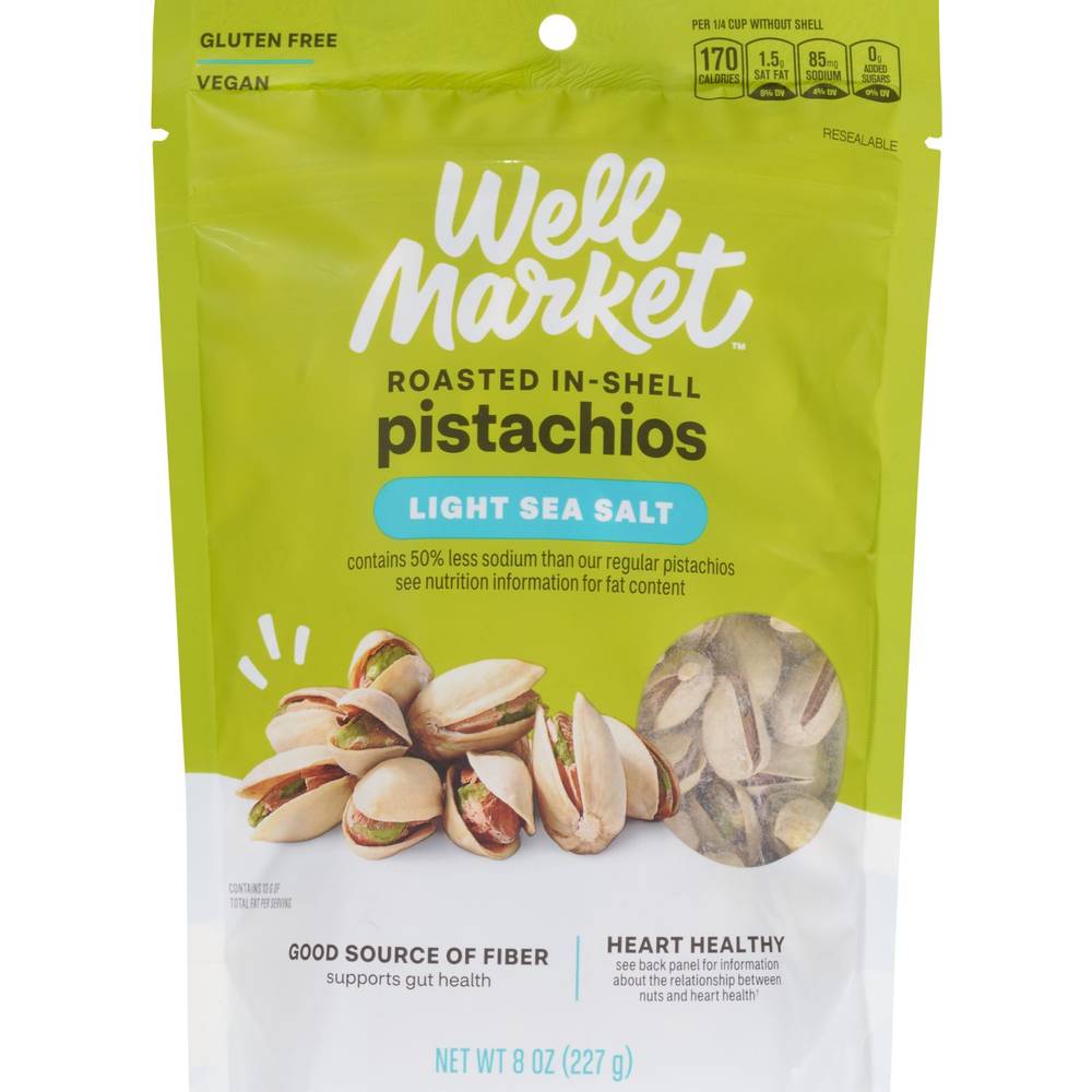 Well Market In Shell Pistachios Roasted Lightly Salted, 8 Oz