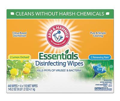 Arm & Hammer Essentials Disinfecting Wipes (4 ct) (lemon orchard & renewing rain )