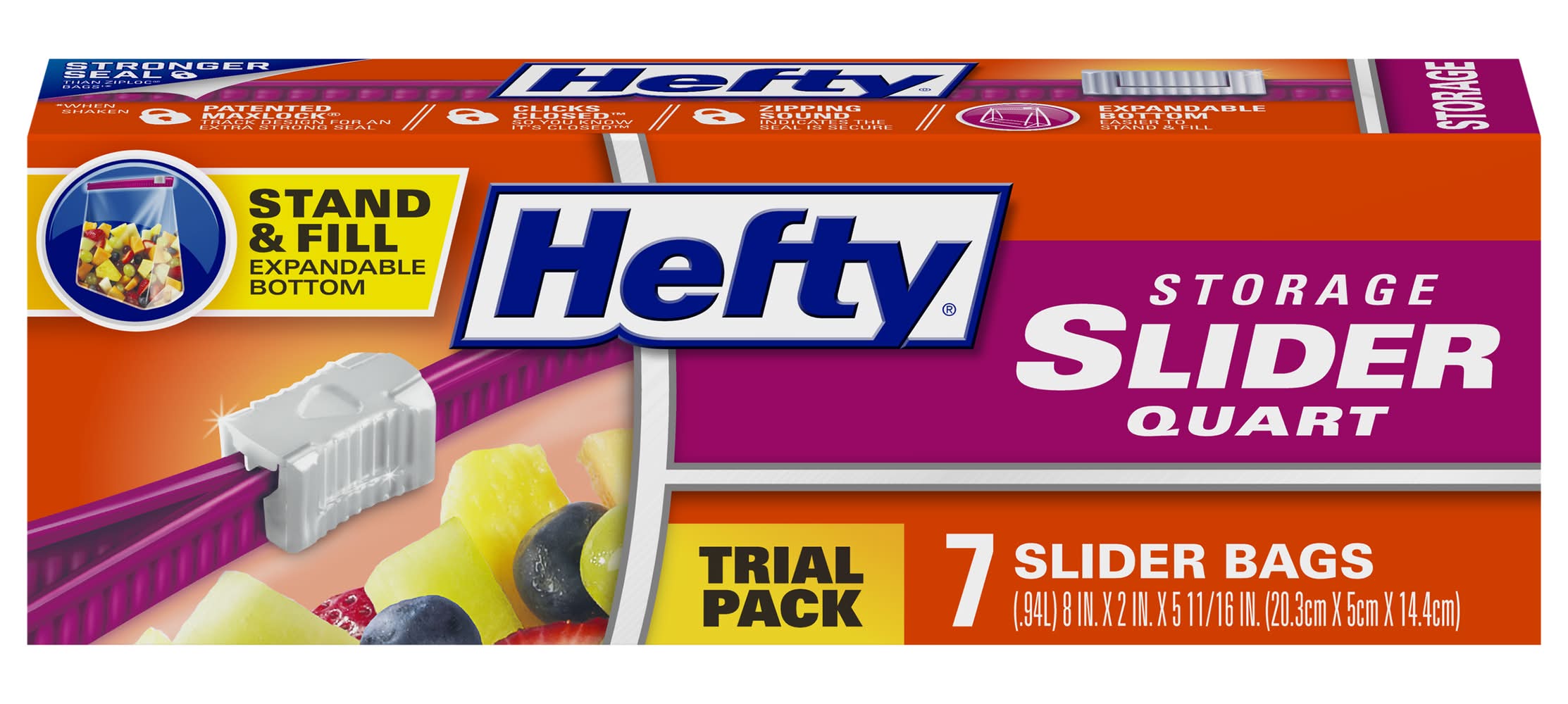 Hefty Quart Storage Slider Bags Trail