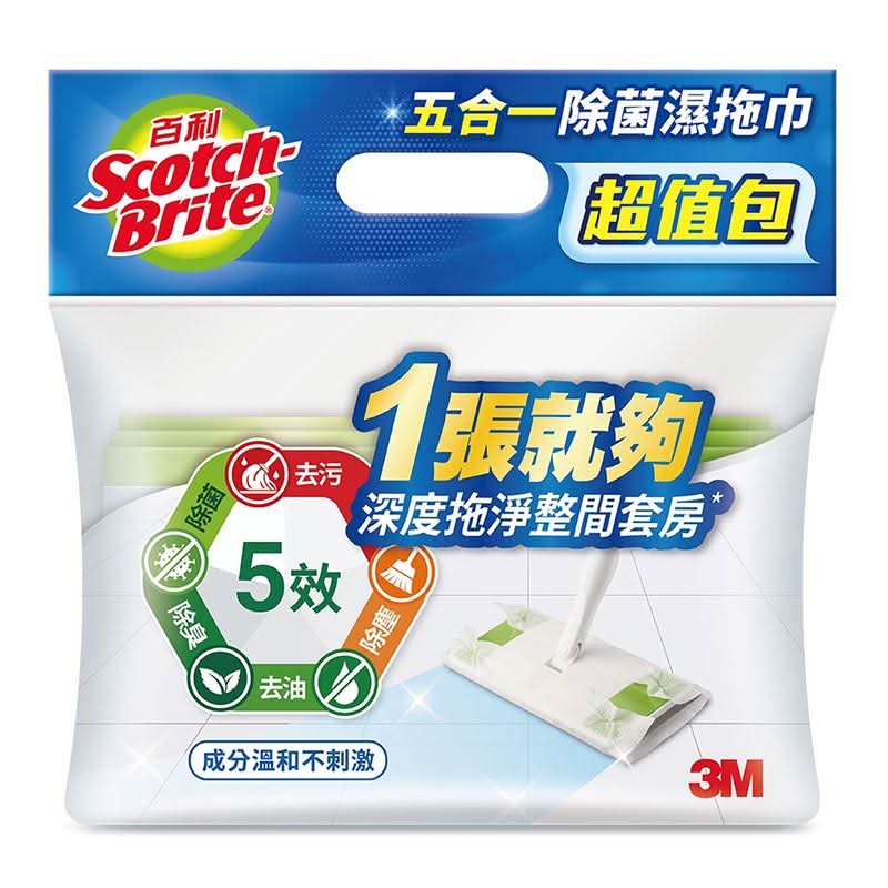 3M百利五合一除菌濕拖巾超值包-12張x3 <1Pack包 x 1 x 1PACK包>