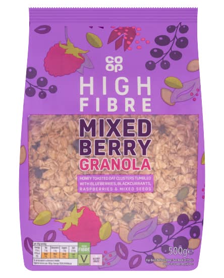 Co-op High Fibre Mixed Berry Granola (500g)