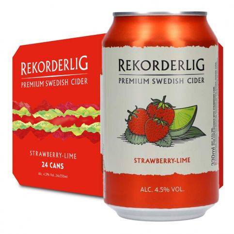 Rekordelig Strawberry Lime 300ml 4pack can