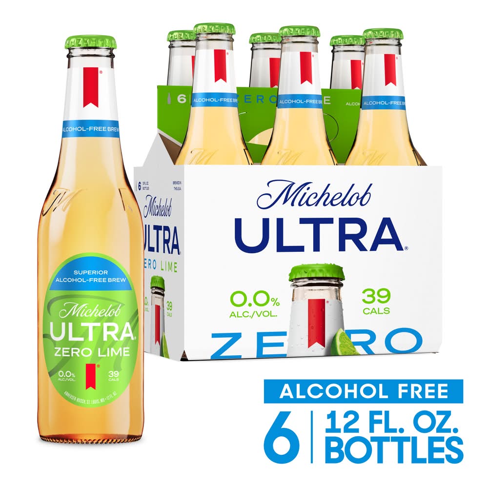 Michelob Zero Non-Alcoholic American Lager Beer, Lime (6 x 12 fl oz)