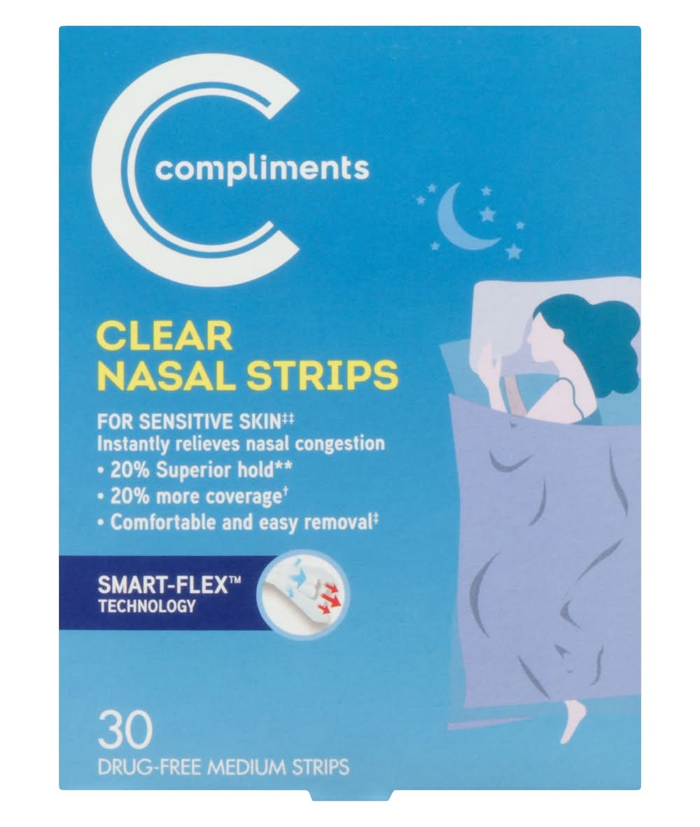 Compliments Nasal Strips Clear Medium Strips (30 ct)