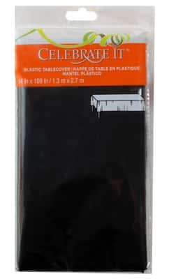 Celebrate It Plastic Table Cover, 54x108 in, Black