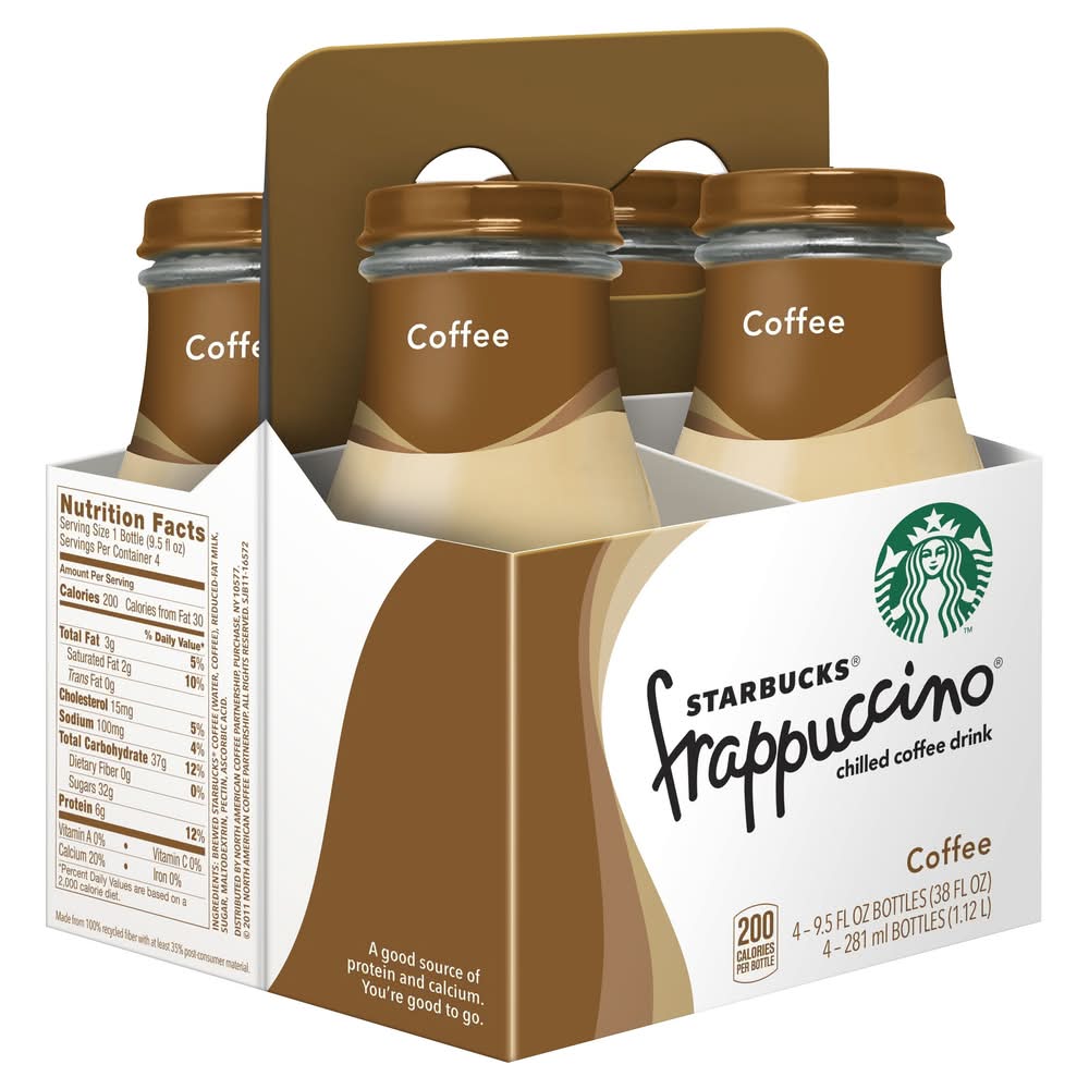 Starbucks Frappuccino Chilled Coffee Drink, Caramel (4 x 9.5 fl oz)