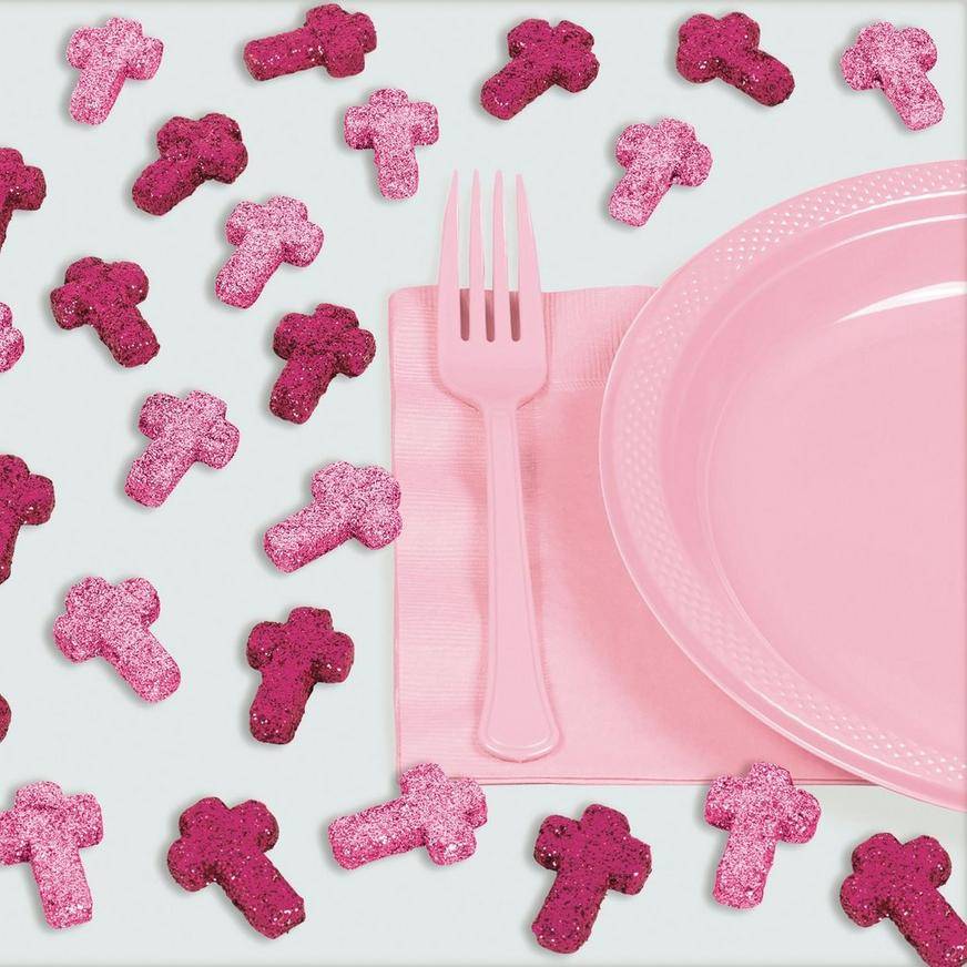 Glitter Pink Cross Table Scatter 24ct