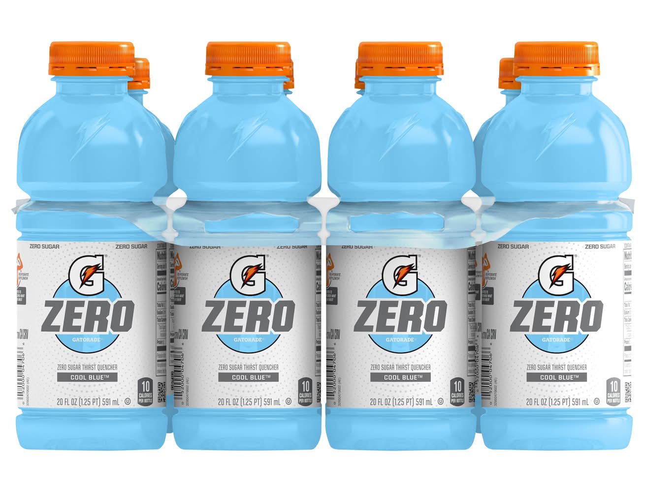Gatorade Zero Sugar Thirst Quencher Sports Drinks, Cool Blue (8 x 20 fl oz)