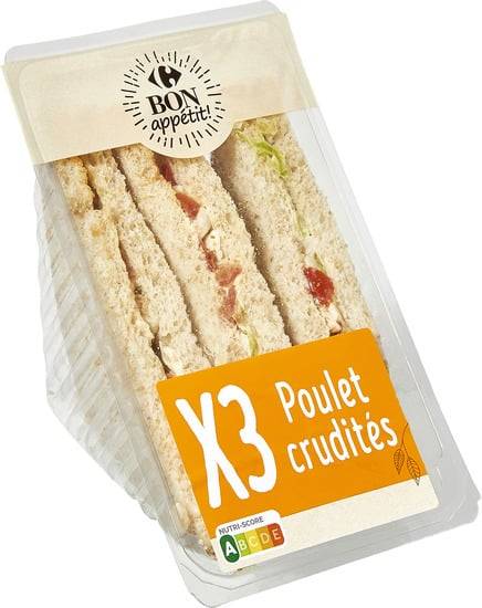 Sandwich poulet crudités CARREFOUR BON APPETIT - la barquette de 230g