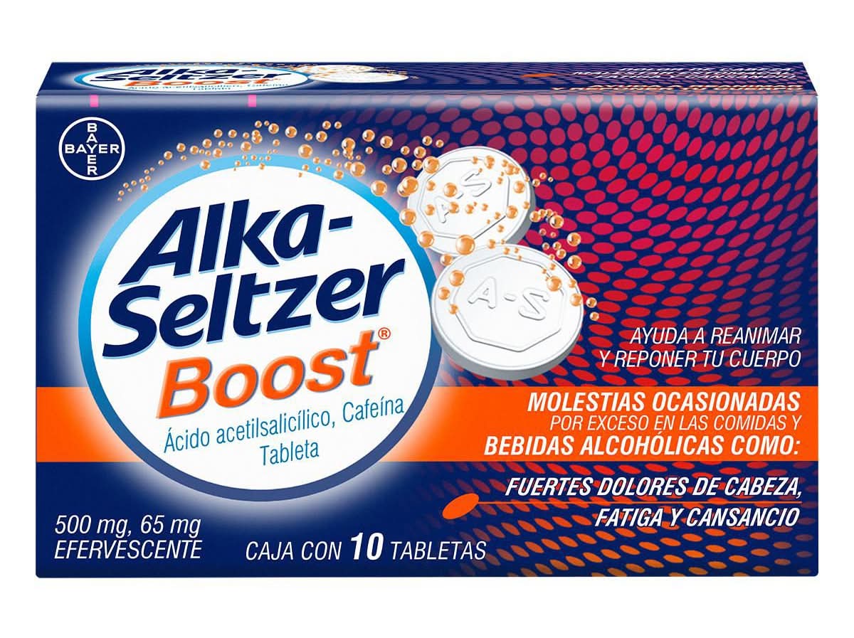 Alka-Seltzer Boost · Ácido acetilsalicílico / cafeína tabletas efervescentes (10 un)