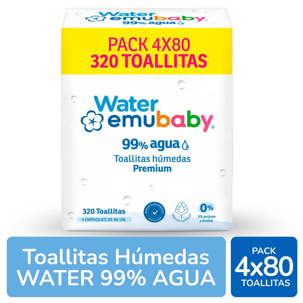 Emubaby · Water toallitas húmedas premium (320 un)