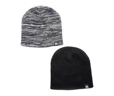 Marled Gray & Black Beanies, 2-Pack