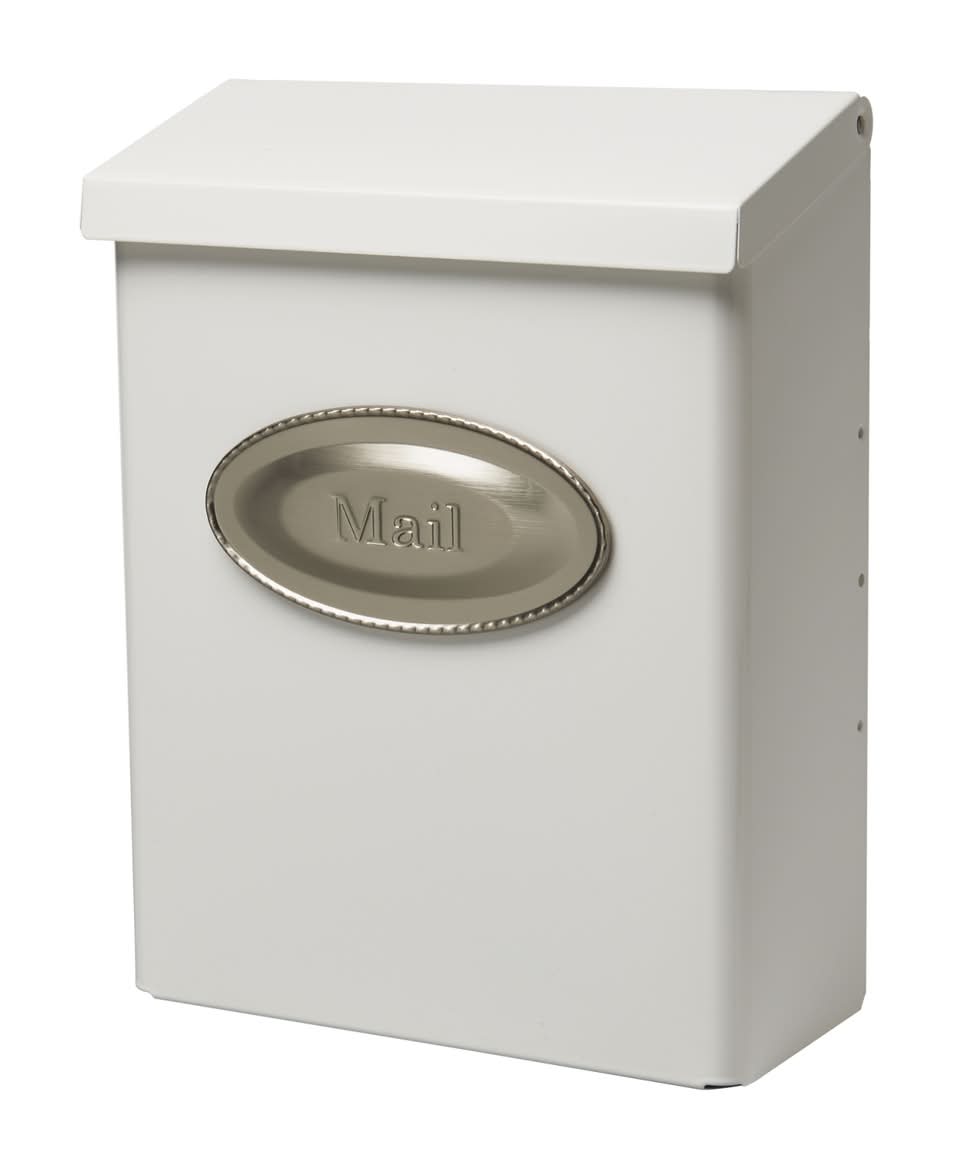 Architectural Mailboxes Designer Contemporary Galvanized Steel Wall Mount White Mailbox
