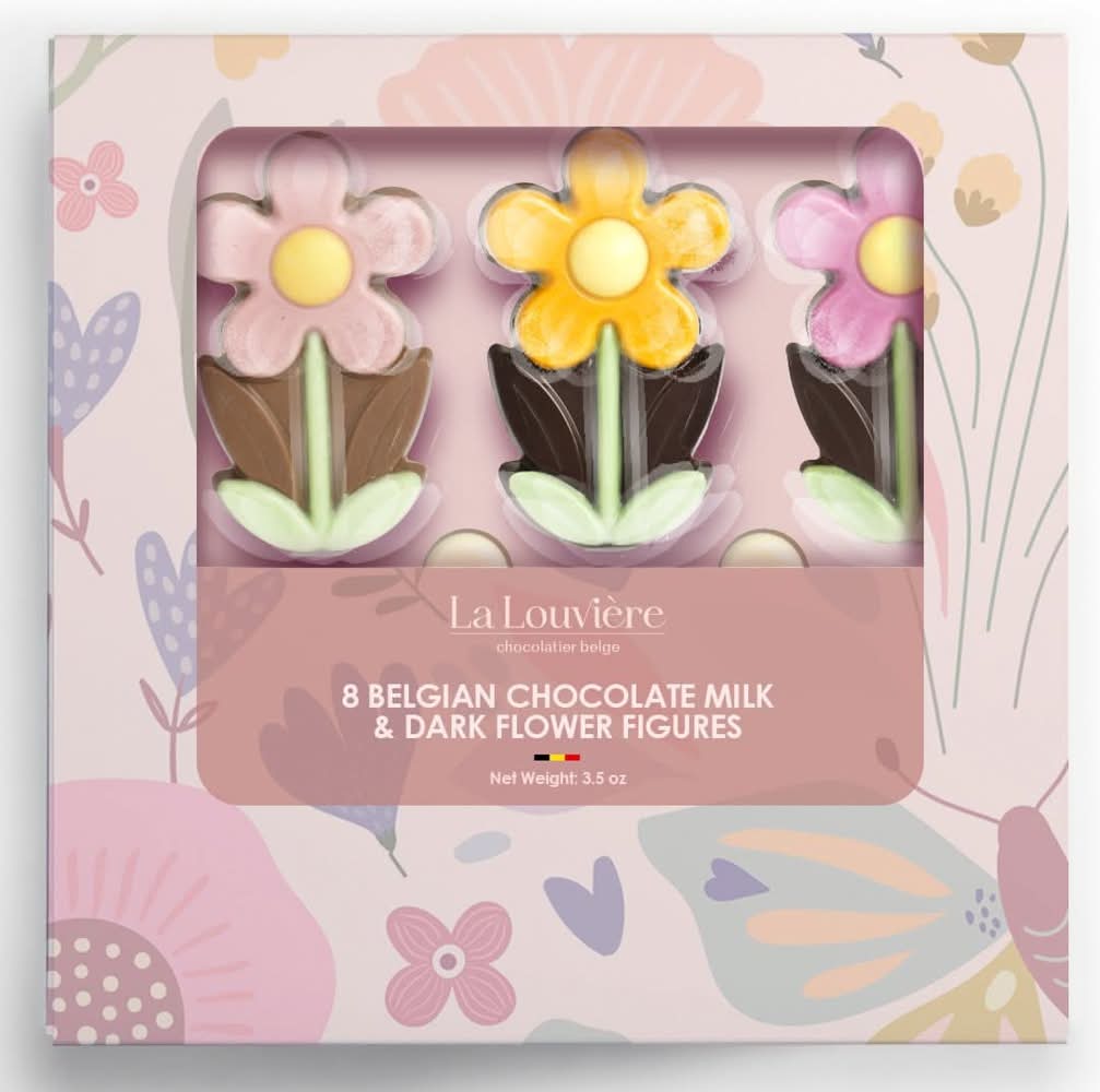 La Louviere Milk & Dark Chocolate Flowers Box 3.5oz