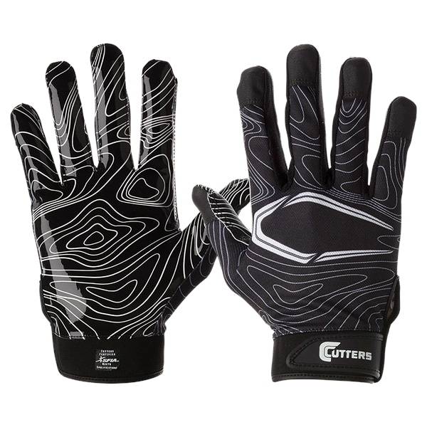 Cutters Game Day Receiver Gloves, Black Topo, YL/YXL