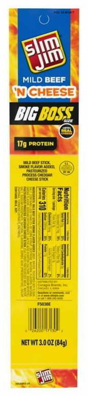 Slim Jim Big Boss Mild Meat & Cheese Sticks 3oz