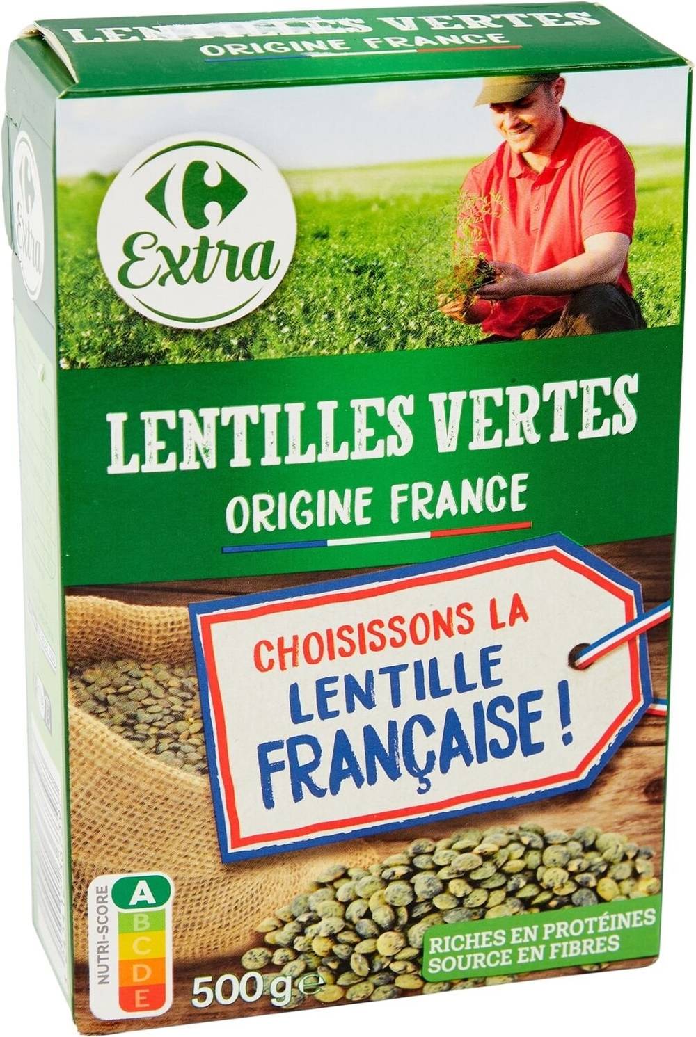 Lentilles vertes CARREFOUR EXTRA - la boite de 500g