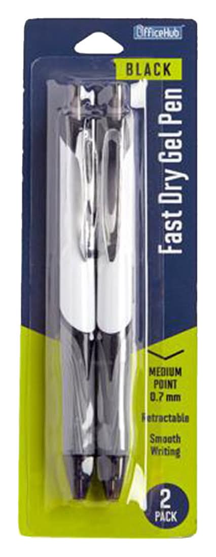 OfficeHub Fast Dry Gel Pens Black 2 Ct