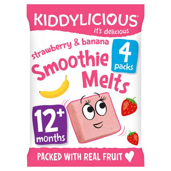 Kiddylicious Strawberry & Banana Smoothie Melts 4 x 6g (24g)