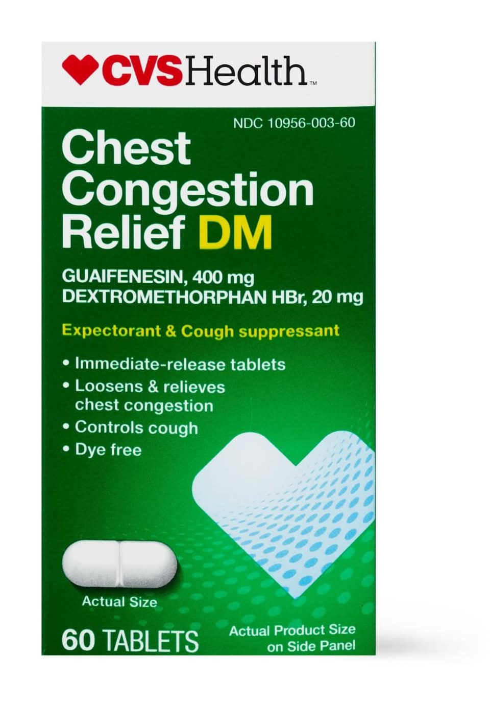 CVS Health Chest Congestion Relief Dm Expectorant & Cough Suppressant Tablets (60 ct)