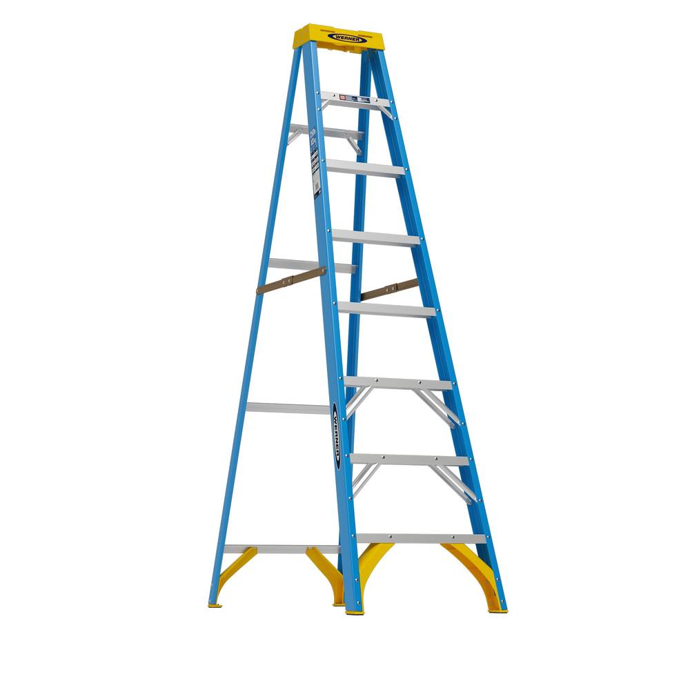 Werner FS100 8-ft Fiberglass Type 1- 250-lb Load Capacity Step Ladder | FS108